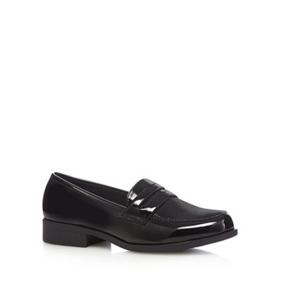 Black patent wide fit slip-on loafers